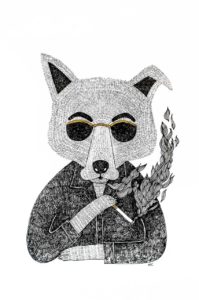 Illustration d'un renard fumant une cigarette créée par l'artiste Réunionnaise Mélanie Chevallier