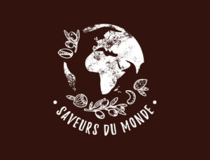 Création logo épicerie saveurs du monde - fond marron